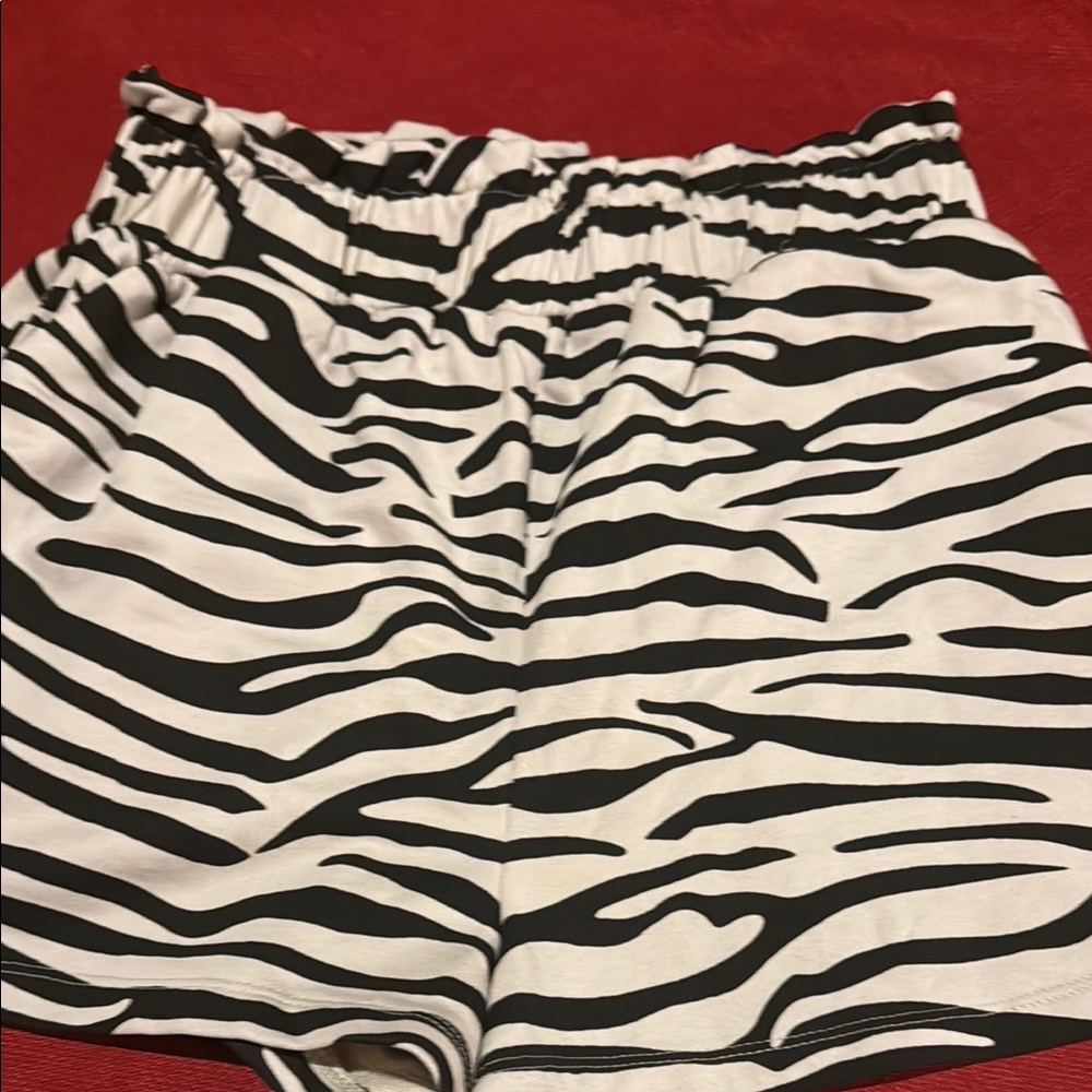High Waist Black and White Zebra Print Shorts